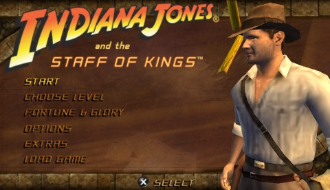 Indiana Jones and the Staff of Kings title screen for PSP